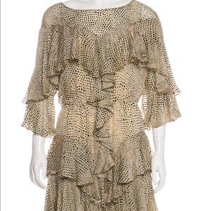 Philip lim dot silk ruffle dress XS